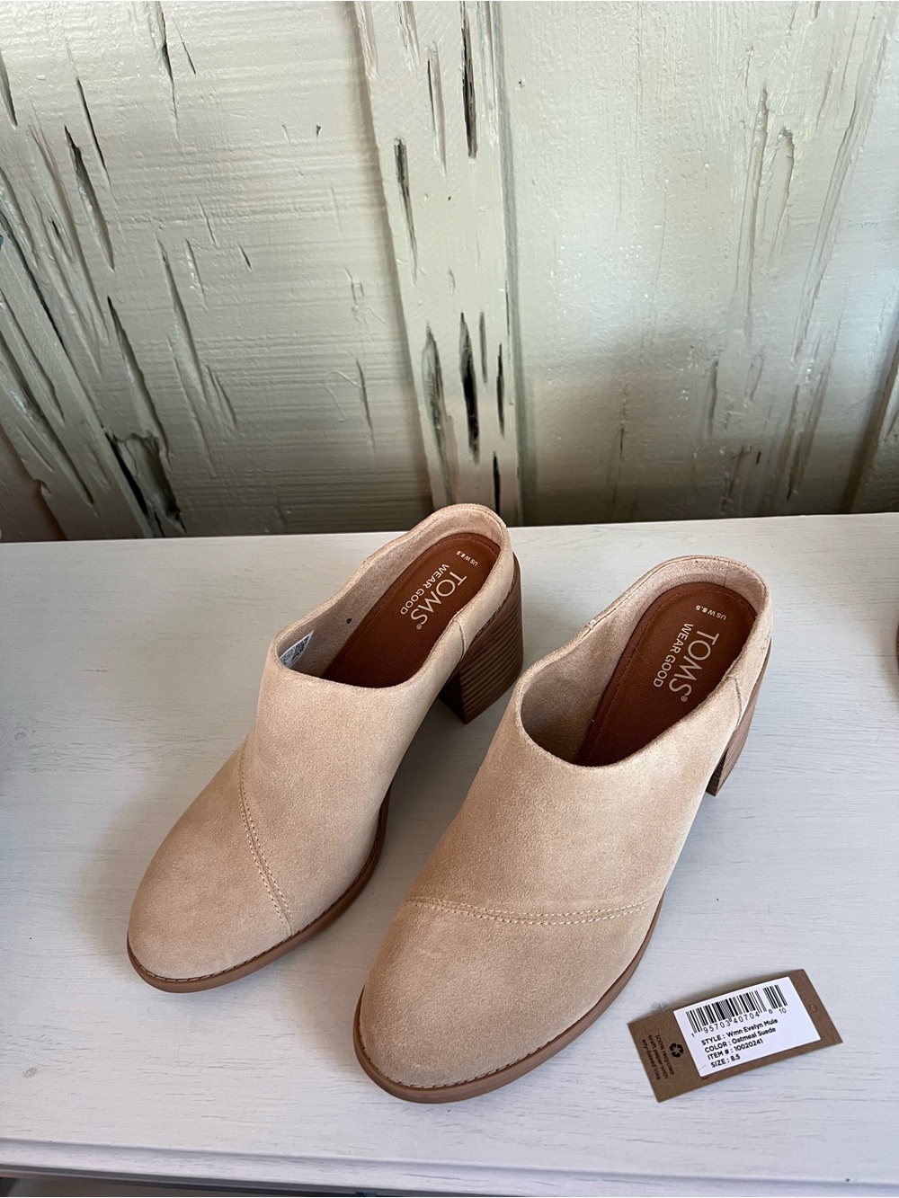TOMS Beige Suede Evelyn Mule Slides - Picture 5 of 6